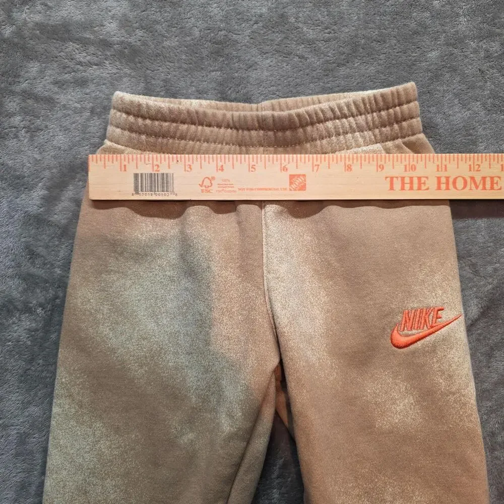 Nike Jogger Pants Kids 4 Beige Fleece Elastic Waist Logo Cuffed Sweatpants